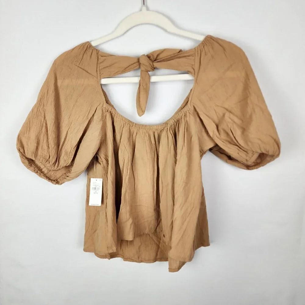 NWT Old‎ Navy Puff Sleeve Tie Back Top XSP